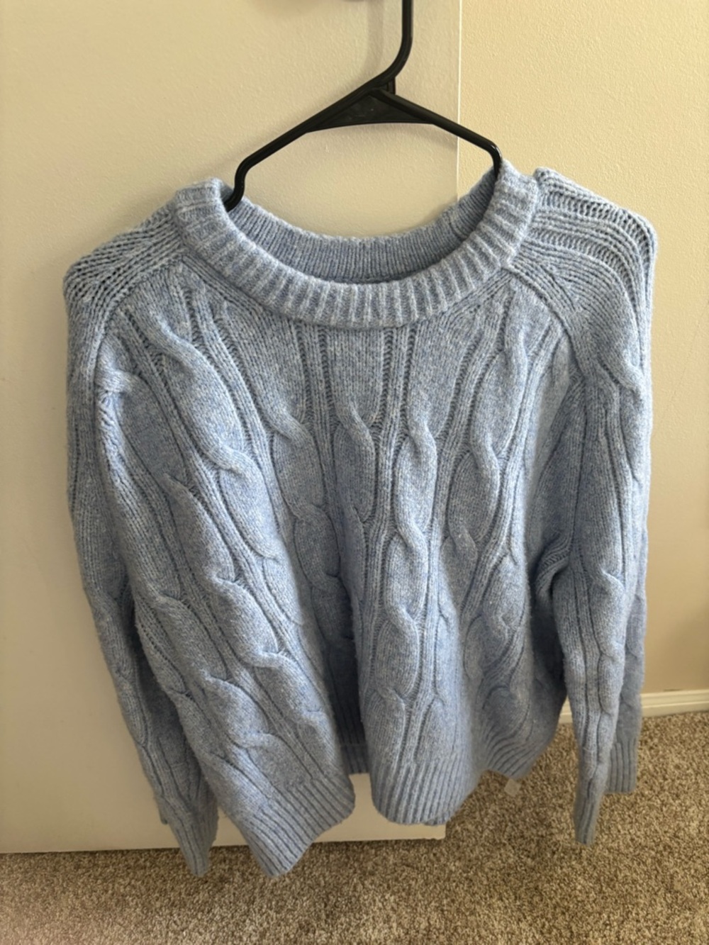 Abercrombie & Fitch Light Blue Cable Knit Crewneck Sweater